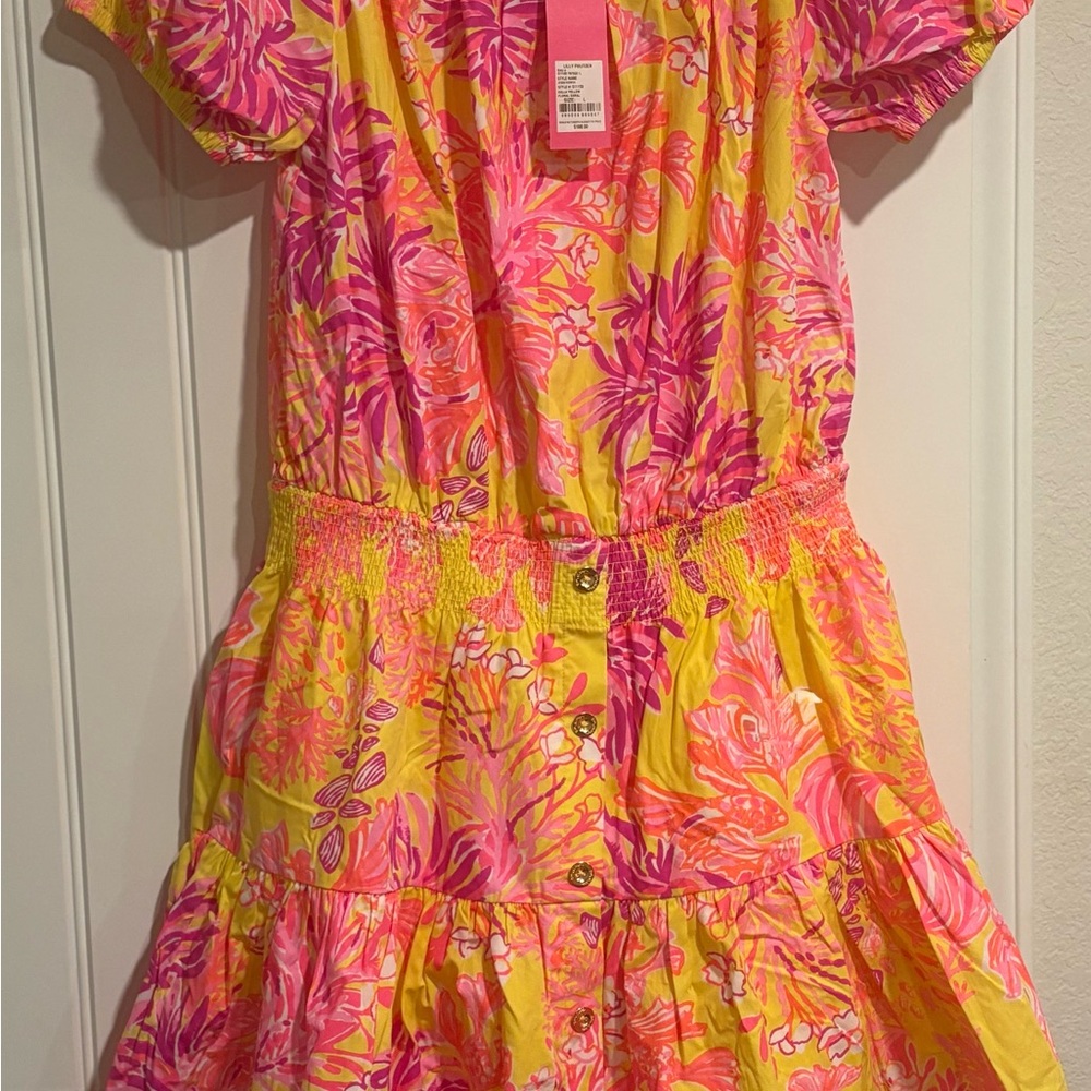Lilly Pulitzer Pink and Orange Floral Dress (Romper) - Picture 6 of 8